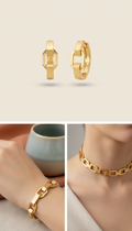 Gold-plated geometric hoop earrings