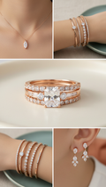 Cubic zirconia stacking rings set